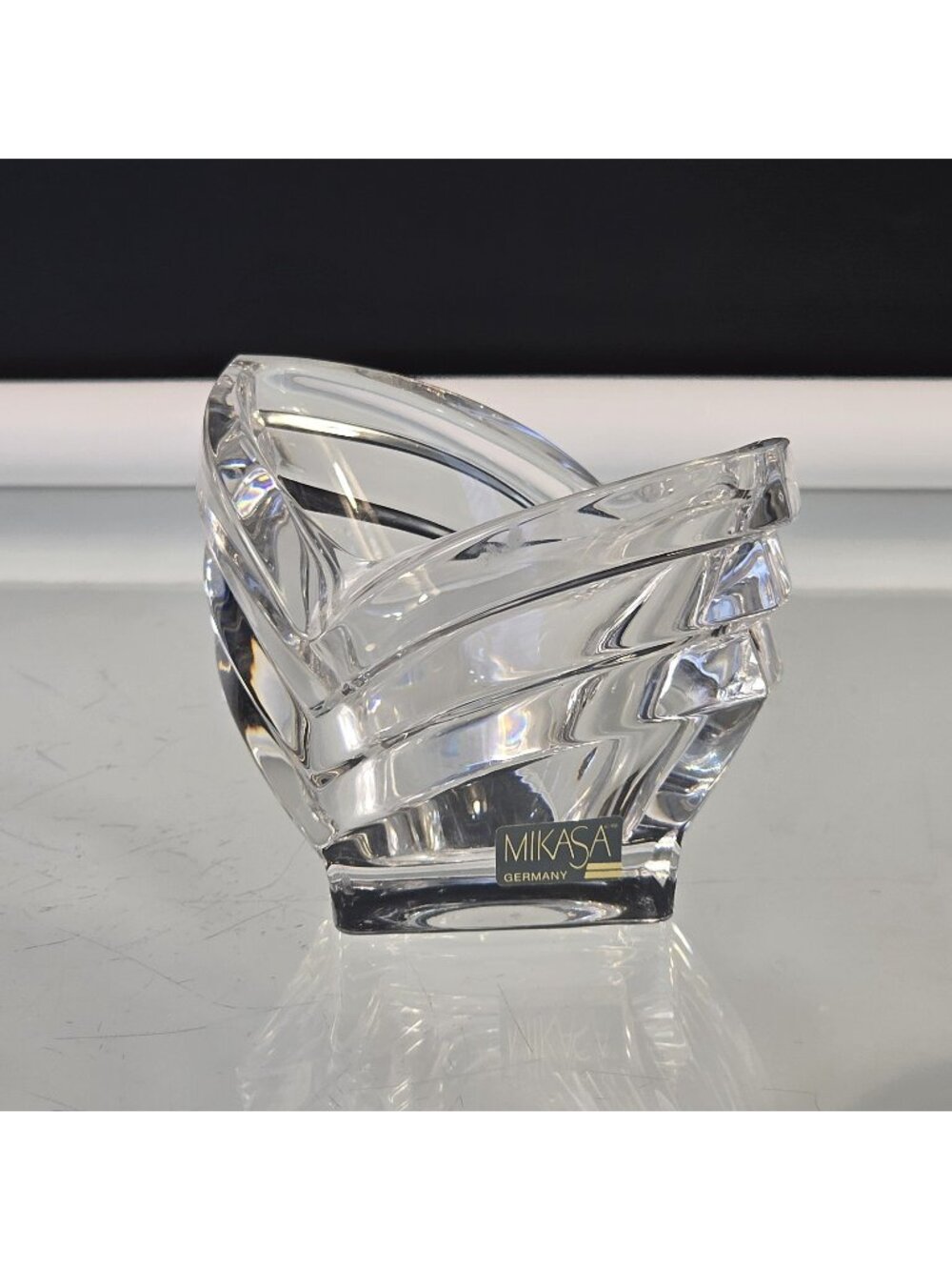 Vintage MIKASA Germany Art Deco Lead Crystal Vase Nut Dish Votive Candle Holder